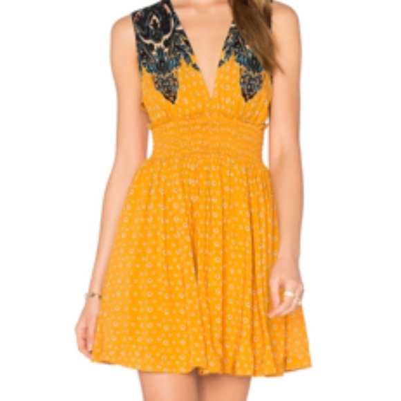 Free People | Walking Through My Dreams | Yellow Mini Dress | Small - Picture 2 of 7